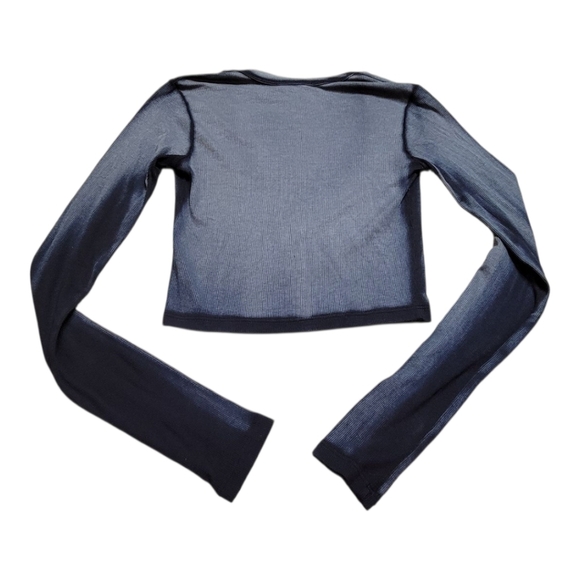 NWT $125 COTTON CITIZEN Verona Crop U Neck In Navy Cast Stretchy XS - Picture 3 of 5